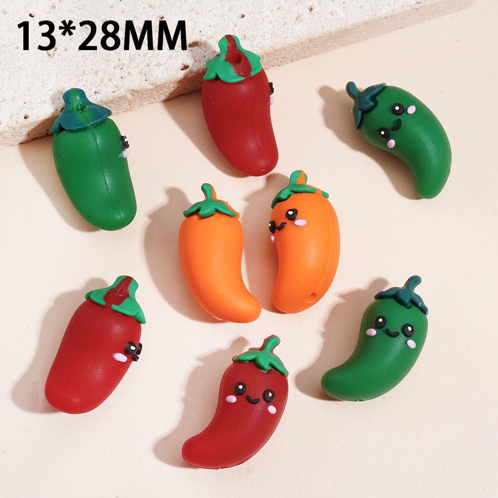 3D Mini Shy Pepper in Various Colors Silicone Focal Beads