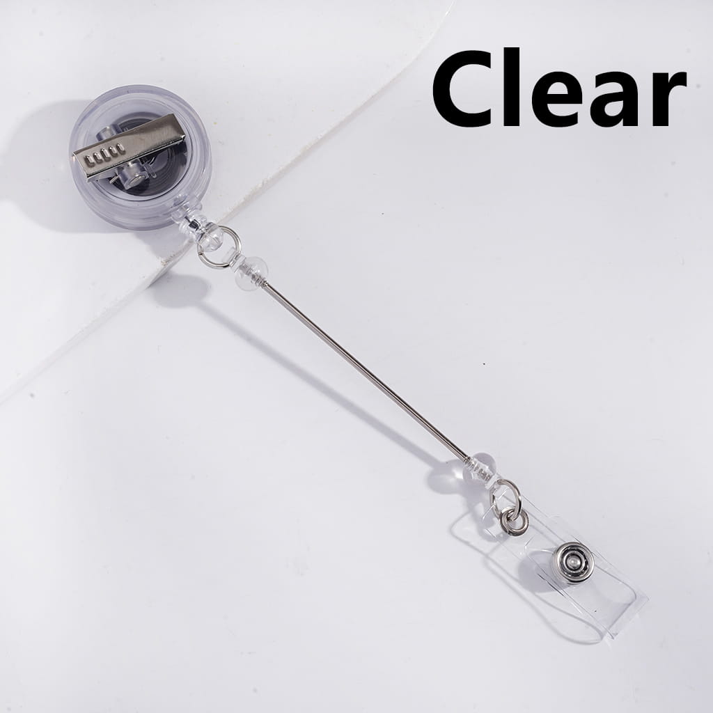 Creative Beaded Retractable Back Badge Holder Reels with Rotating Crocodile Clip & Keychain Bar (Please Read the Description)