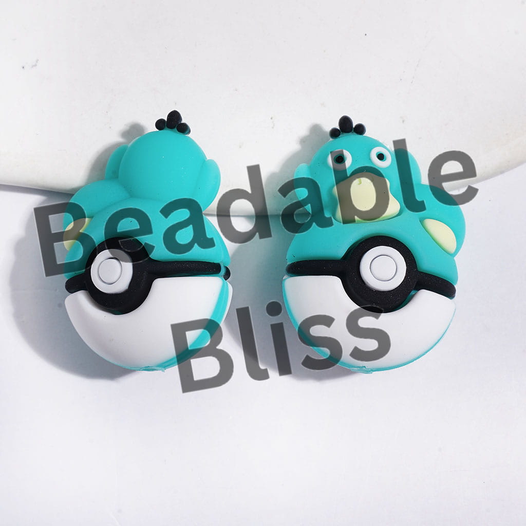 3D Cute Duck Lying on Magic Ball Silicone Focal Beads, 20*30MM Multi-Color