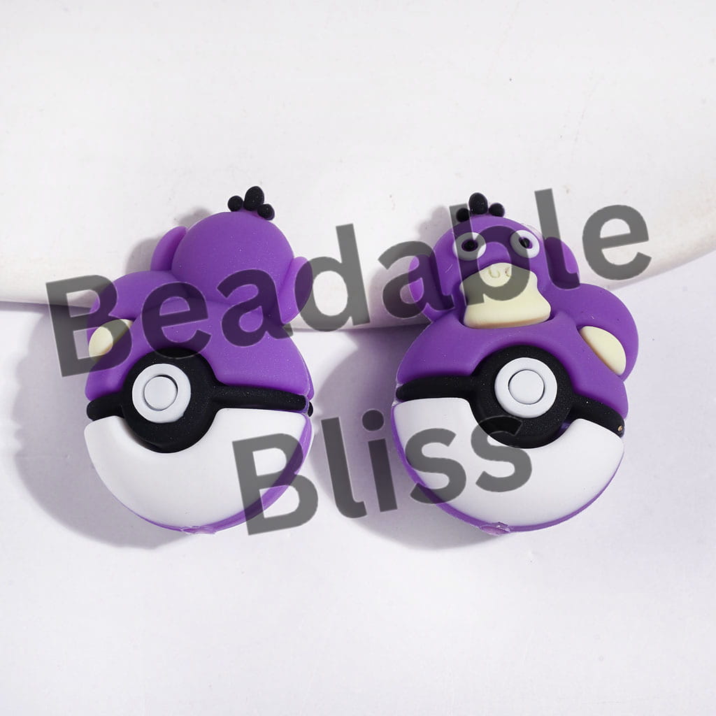 3D Cute Duck Lying on Magic Ball Silicone Focal Beads, 20*30MM Multi-Color