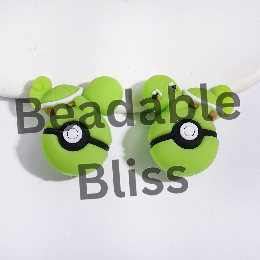 3D Turtle Lying on Magic Ball Silicone Focal Beads, 25*29MM Multi-Color