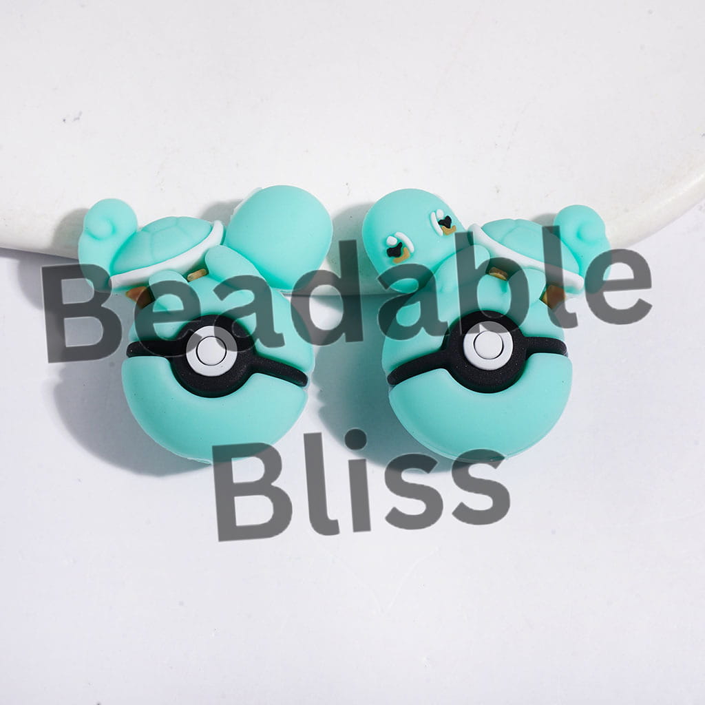 3D Turtle Lying on Magic Ball Silicone Focal Beads, 25*29MM Multi-Color