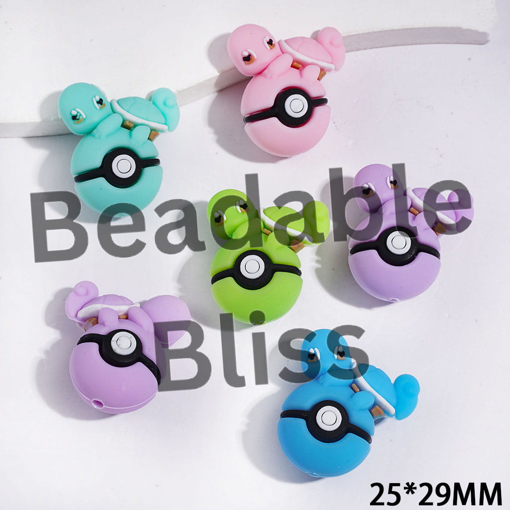 3D Turtle Lying on Magic Ball Silicone Focal Beads, 25*29MM Multi-Color