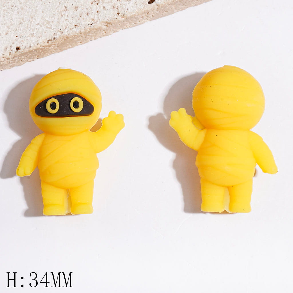 Silicone Focal Beads 3D Mummy with Waving Gesture and Various Colors Bandage, Height 34MM