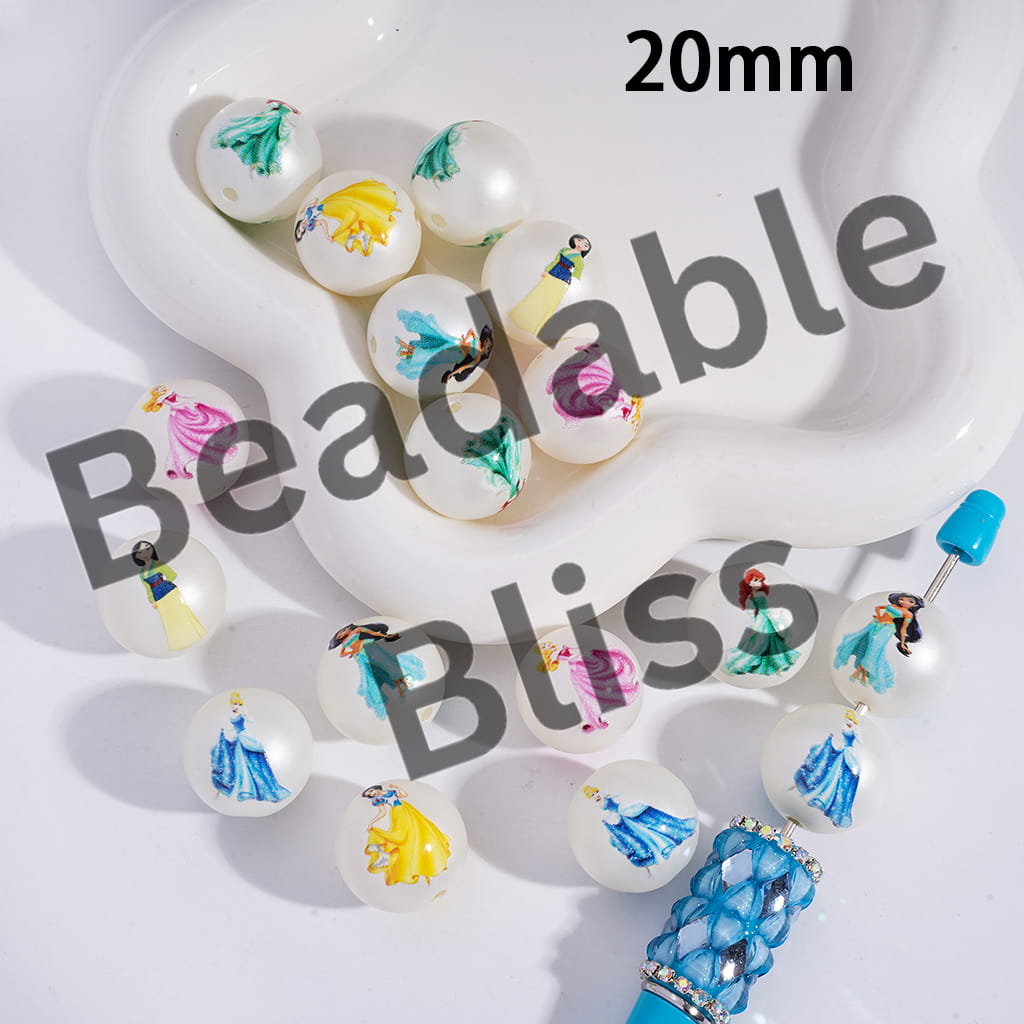 Set of nail art tips with princess designs on a white background, branded 'handsontupply.com'.