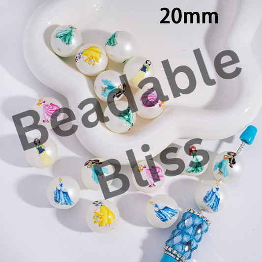 Set of nail art tips with princess designs on a white background, branded 'handsontupply.com'.