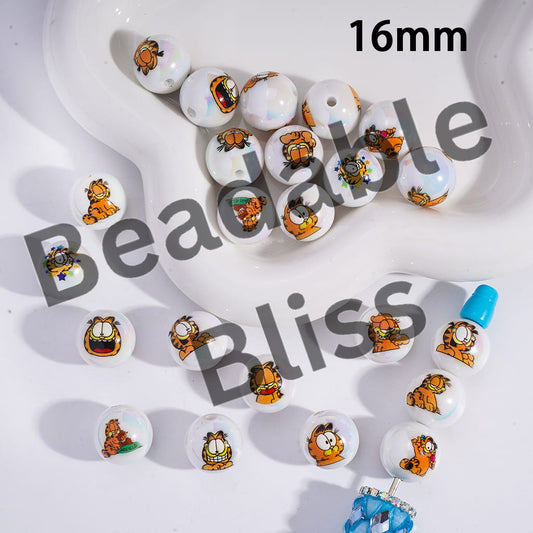 Collection of Garfield-themed earrings on a white background with 'handsontable.com' branding.