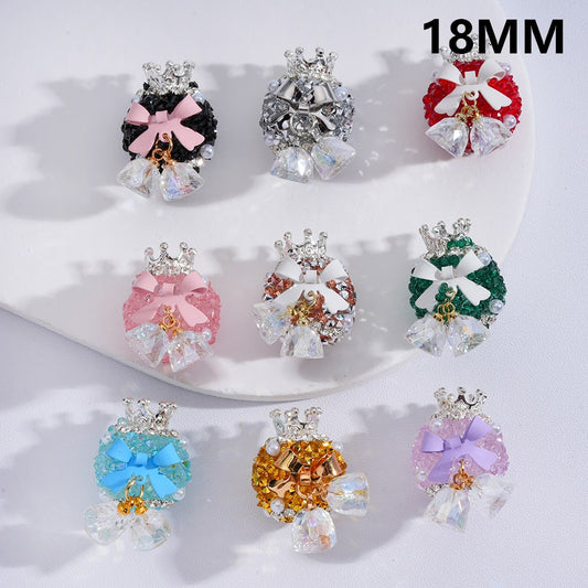 Sugar Acrylic Beads Mini Silver Alloy Crown Clear Rhinestones Chains White Pearls Bowknots with Clear Crystal Pendants Multi-Color 18MM
