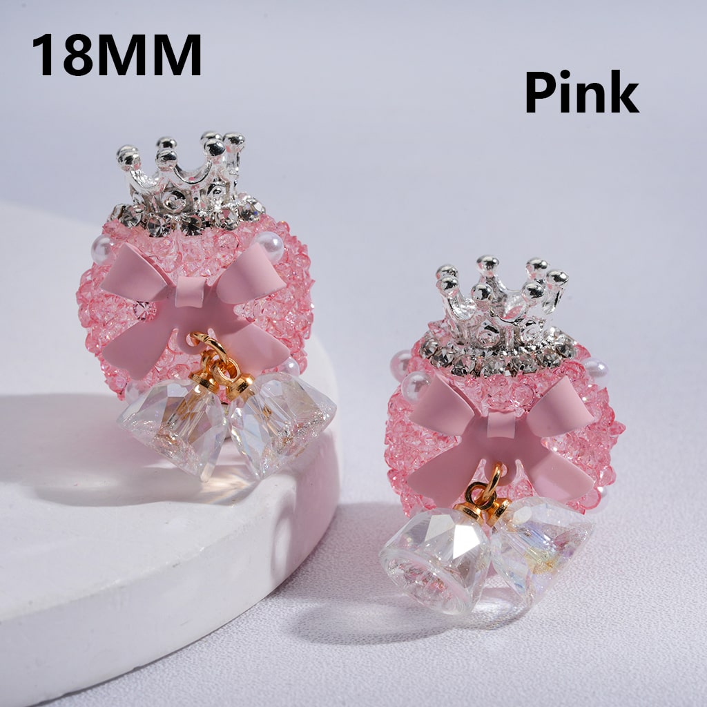 Sugar Acrylic Beads Mini Silver Alloy Crown Clear Rhinestones Chains White Pearls Bowknots with Clear Crystal Pendants Multi-Color 18MM