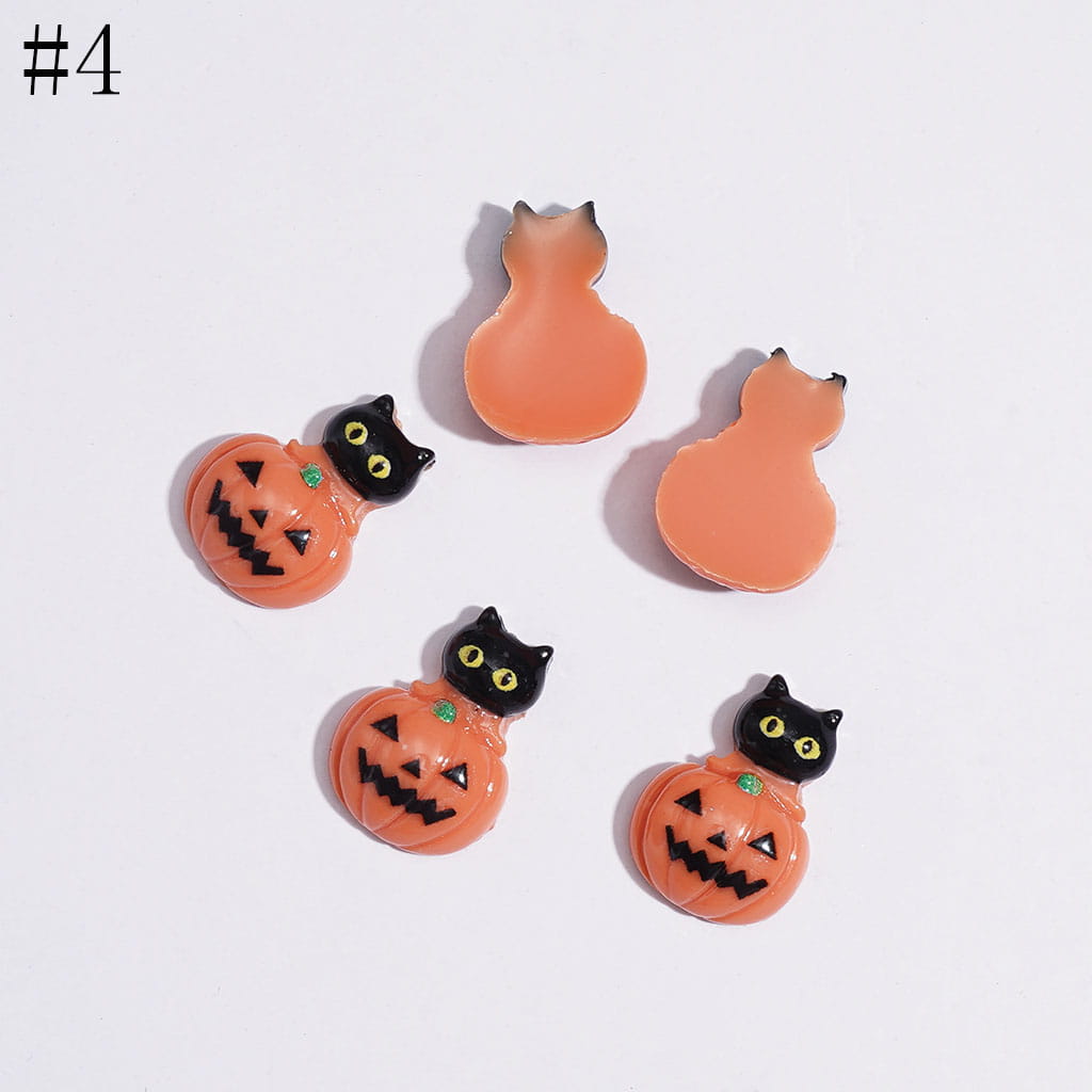 Mini Cute Halloween Series Pumpkin Bat Spooky Magic Hat Cat Cross Skull Bowtie Charms for Jewelry Accessories