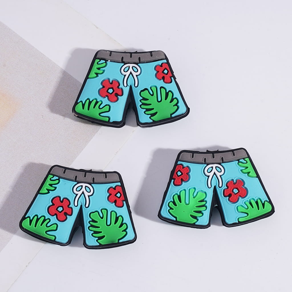 Silicone Focal Beads Turquoise Hawaiian Style Suit Clothes Short-Sleeve and Shorts
