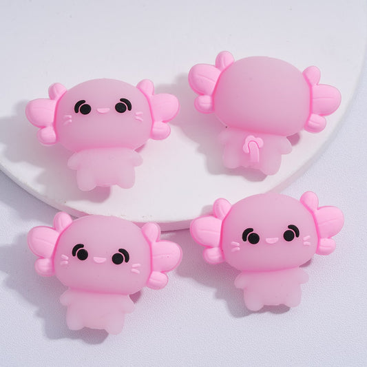 3D Silicone Focal Beads  Cute Pink Axolotl