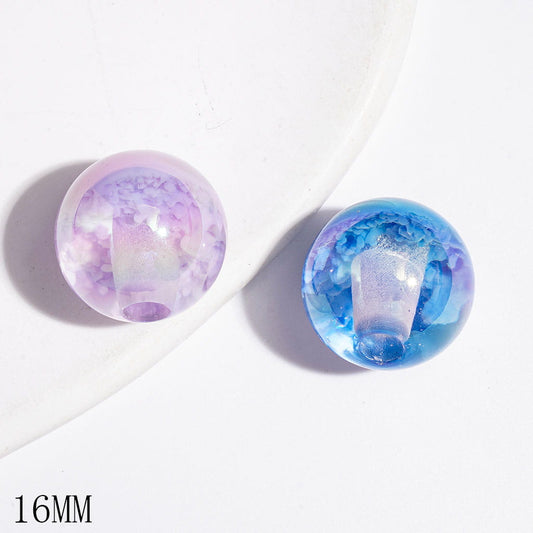 UV-Coated Acrylic Beads for Bracelets with Abstract Cloud, 16MM Multi-Color Random Mix