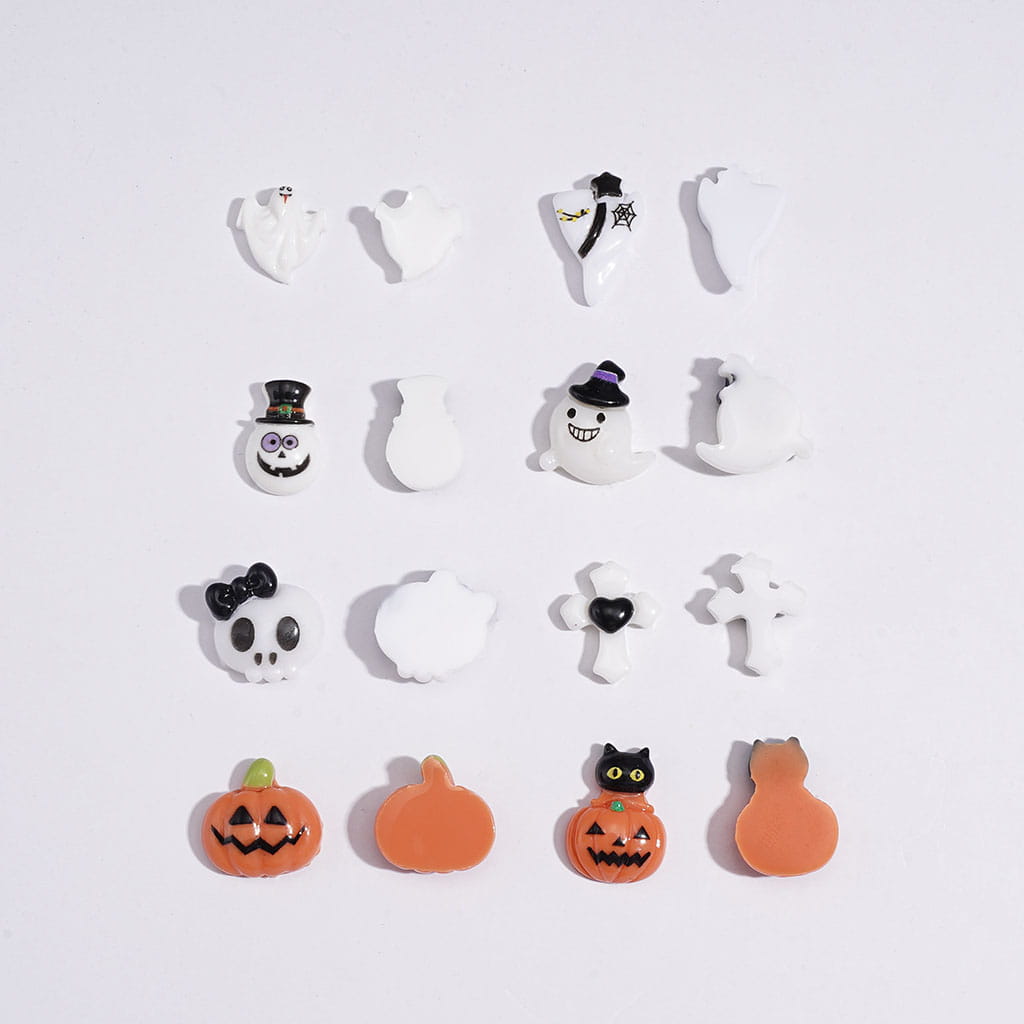Mini Cute Halloween Series Pumpkin Bat Spooky Magic Hat Cat Cross Skull Bowtie Charms for Jewelry Accessories