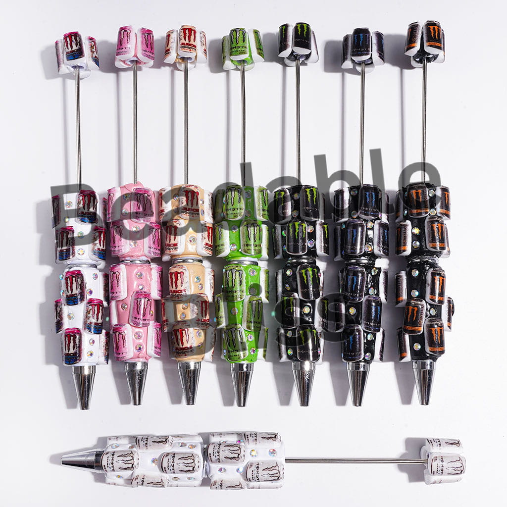 Beadable Clay Pens Magic Claw Soda Drink Bottle and AB Rhinestones, Multi-Color