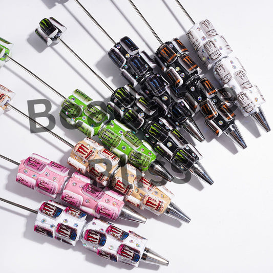 Beadable Clay Pens Magic Claw Soda Drink Bottle and AB Rhinestones, Multi-Color