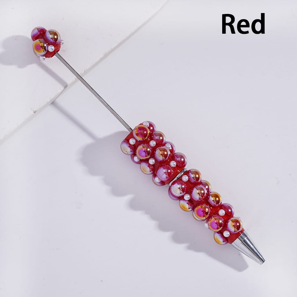 Beadable Pens with UV Coating Half-Shell Pearls and Small White Pearls, Multi-Color (No Rose Red Pen in Random Mix)