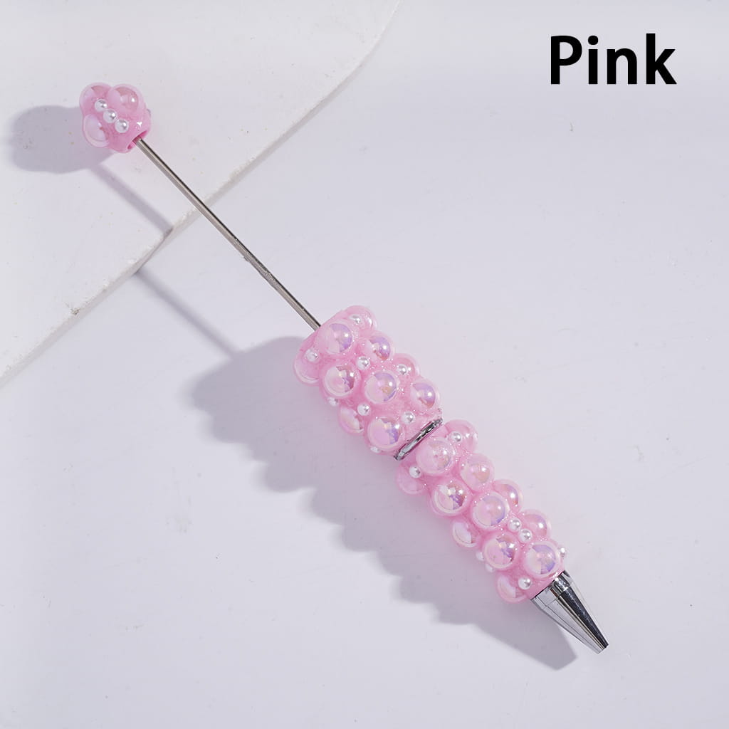 Beadable Pens with UV Coating Half-Shell Pearls and Small White Pearls, Multi-Color (No Rose Red Pen in Random Mix)