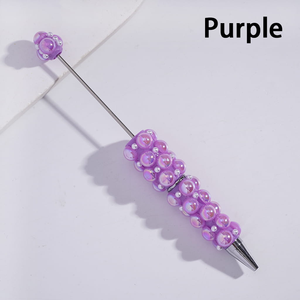 Beadable Pens with UV Coating Half-Shell Pearls and Small White Pearls, Multi-Color (No Rose Red Pen in Random Mix)