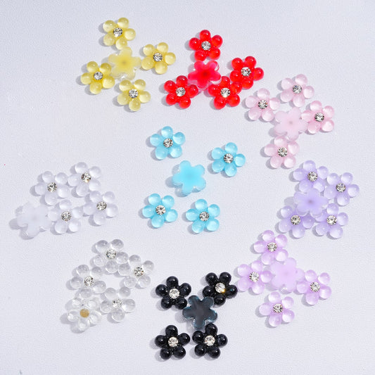 Charm Jewelry Accessories Mini Cute Pearl Flowers with Clear Rhinestones Solid Color 10MM