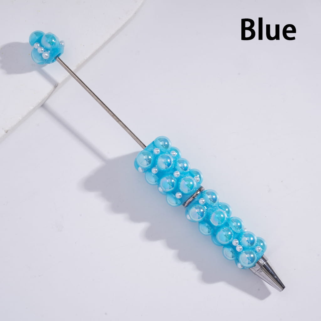 Beadable Pens with UV Coating Half-Shell Pearls and Small White Pearls, Multi-Color (No Rose Red Pen in Random Mix)