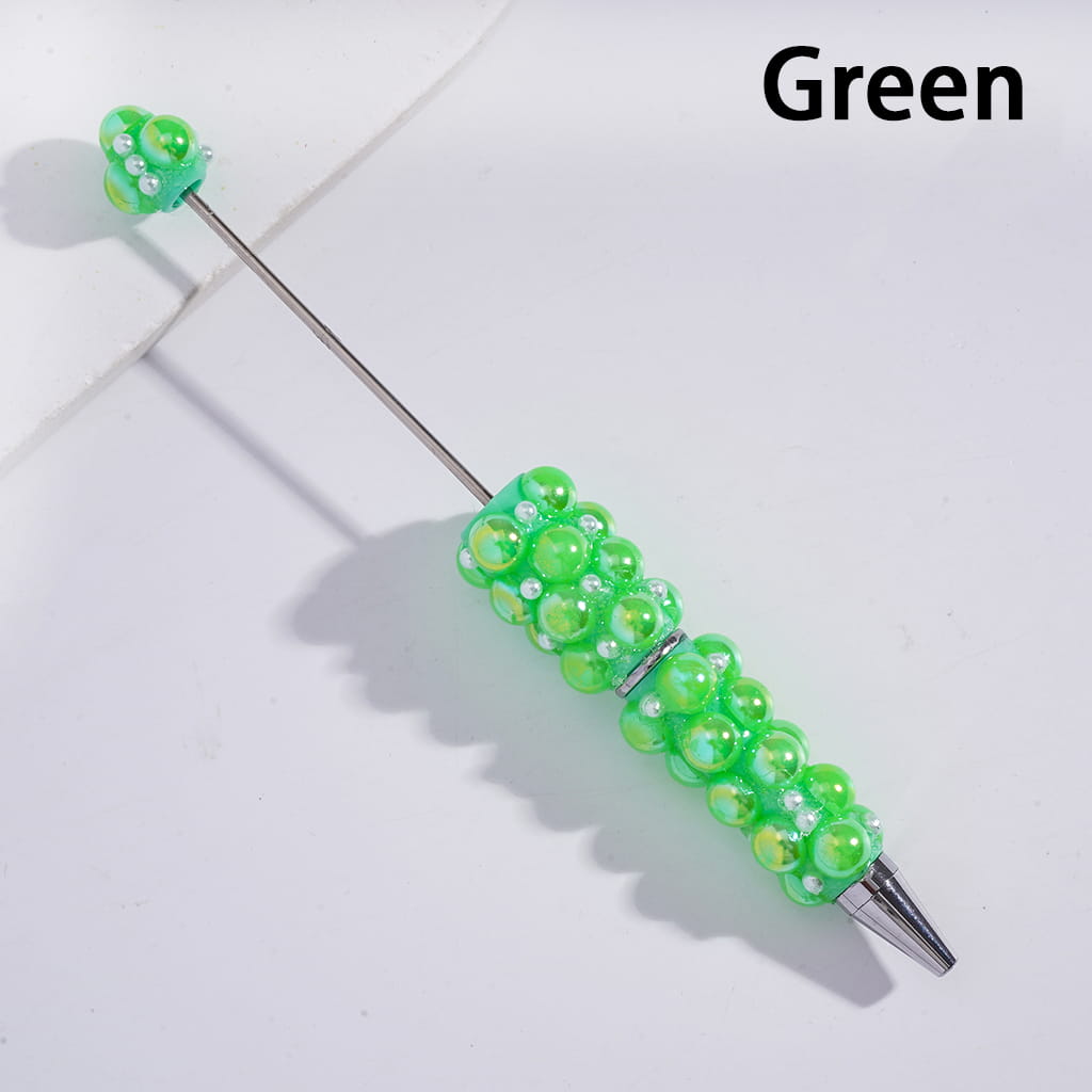 Beadable Pens with UV Coating Half-Shell Pearls and Small White Pearls, Multi-Color (No Rose Red Pen in Random Mix)