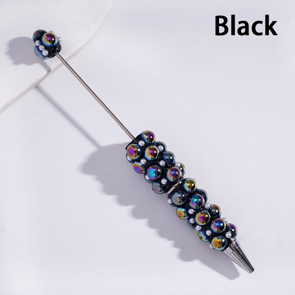 Beadable Pens with UV Coating Half-Shell Pearls and Small White Pearls, Multi-Color (No Rose Red Pen in Random Mix)