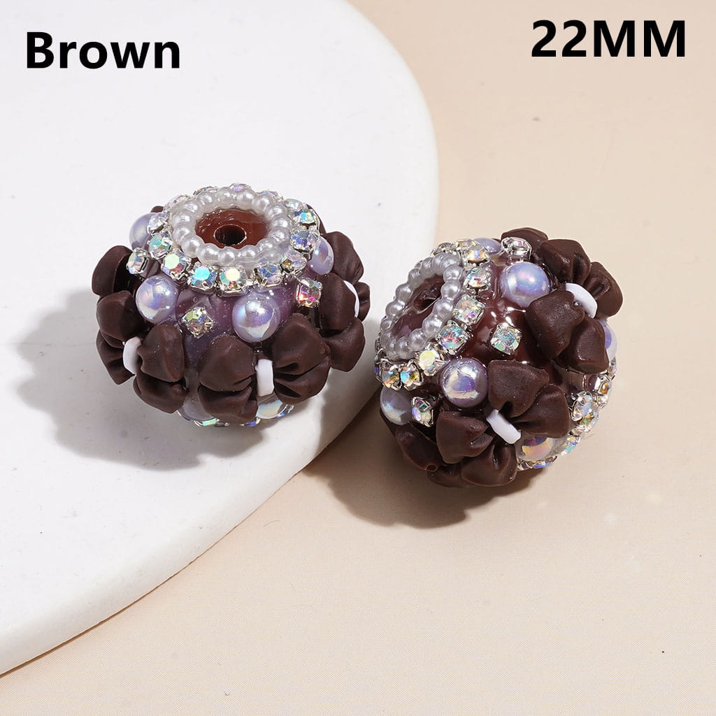 Acrylic Beads with Bowtie, AB Rhinestone and White Pearl Chains, 22MM, Multi-Color