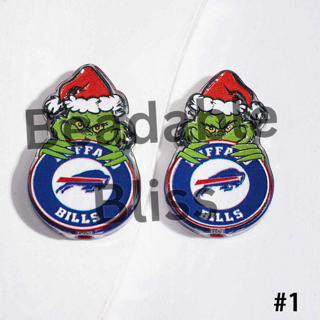 American Football Team with Christmas Green Character Acrylic Beads, 18*28MM