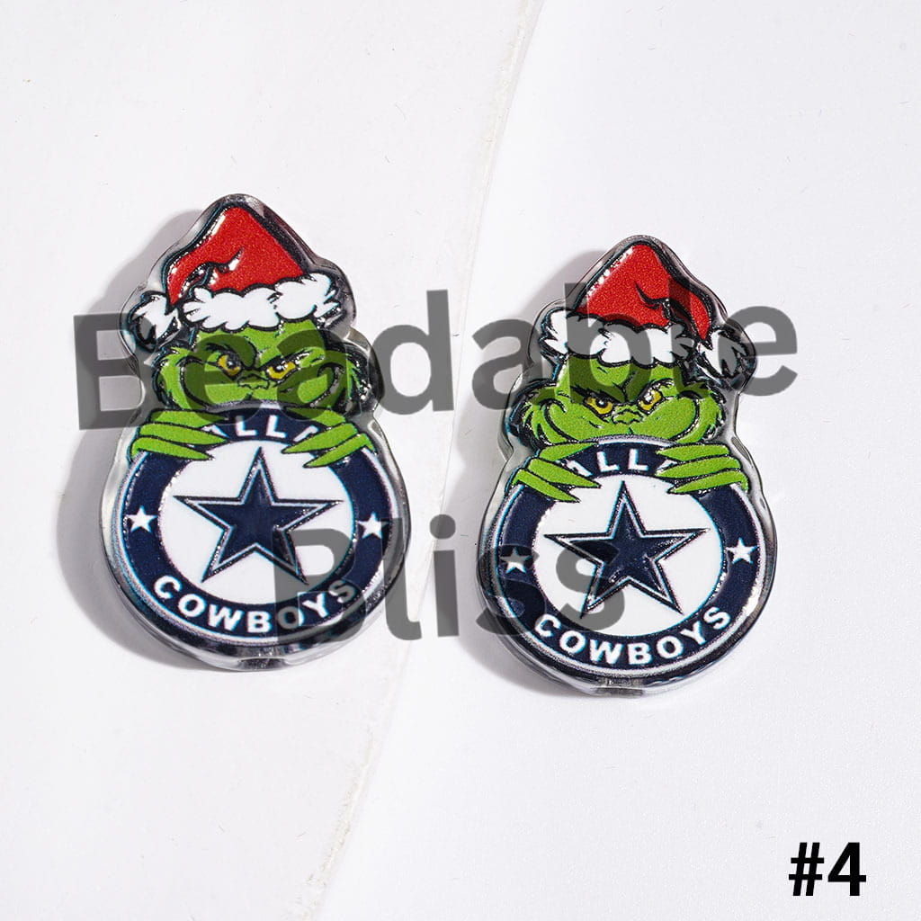 American Football Team with Christmas Green Character Acrylic Beads, 18*28MM