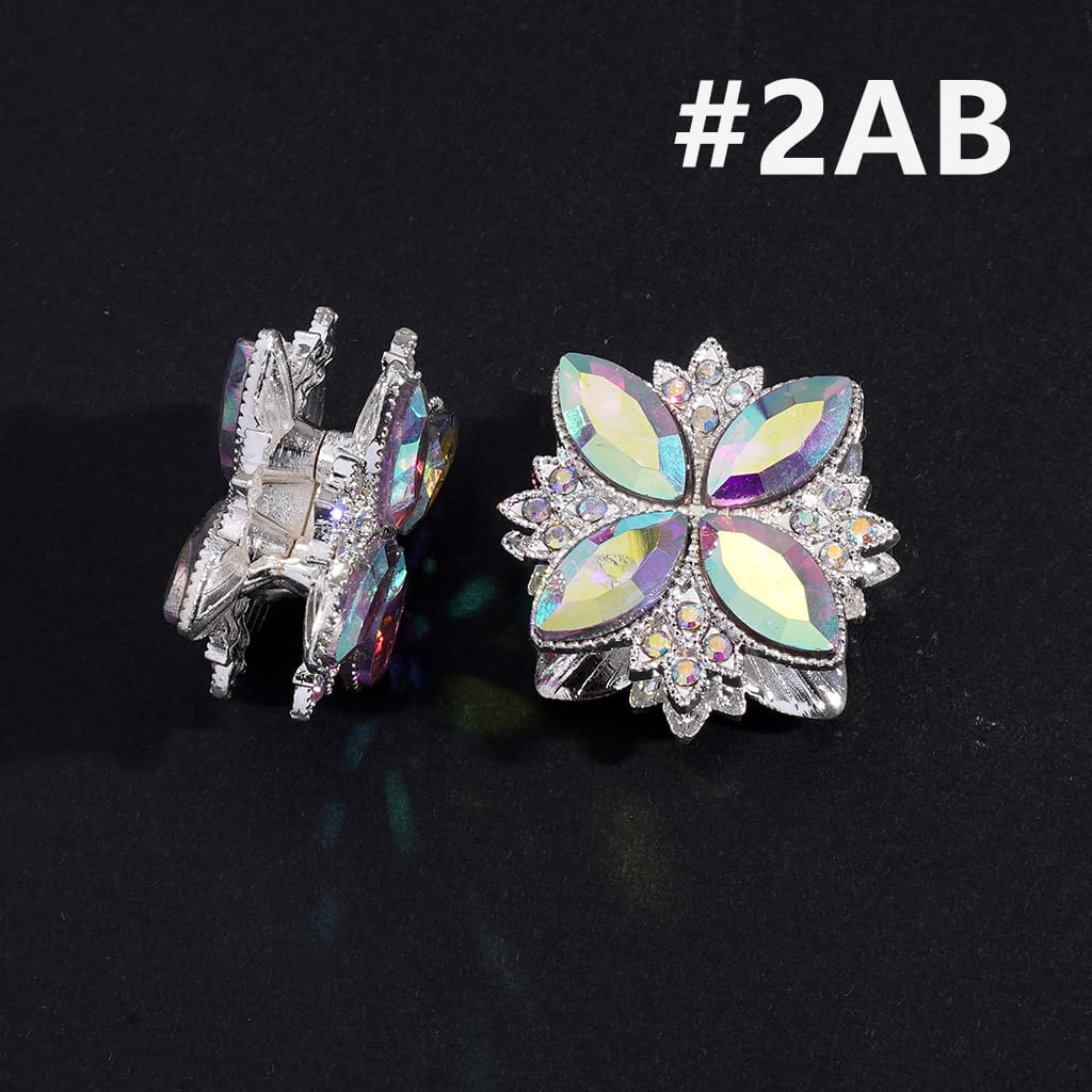 Silver Color Metal Beads With Bling Bling Four Leaf Clover with Colorful & AB Rhinestones, 26*26mm