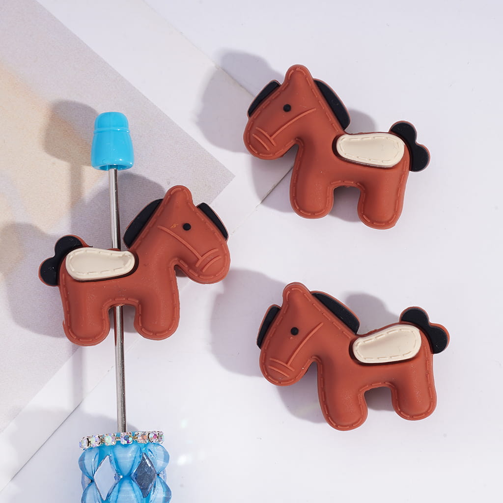 Silicone Focal Beads 3D 2026 Horse Series in Various Colors