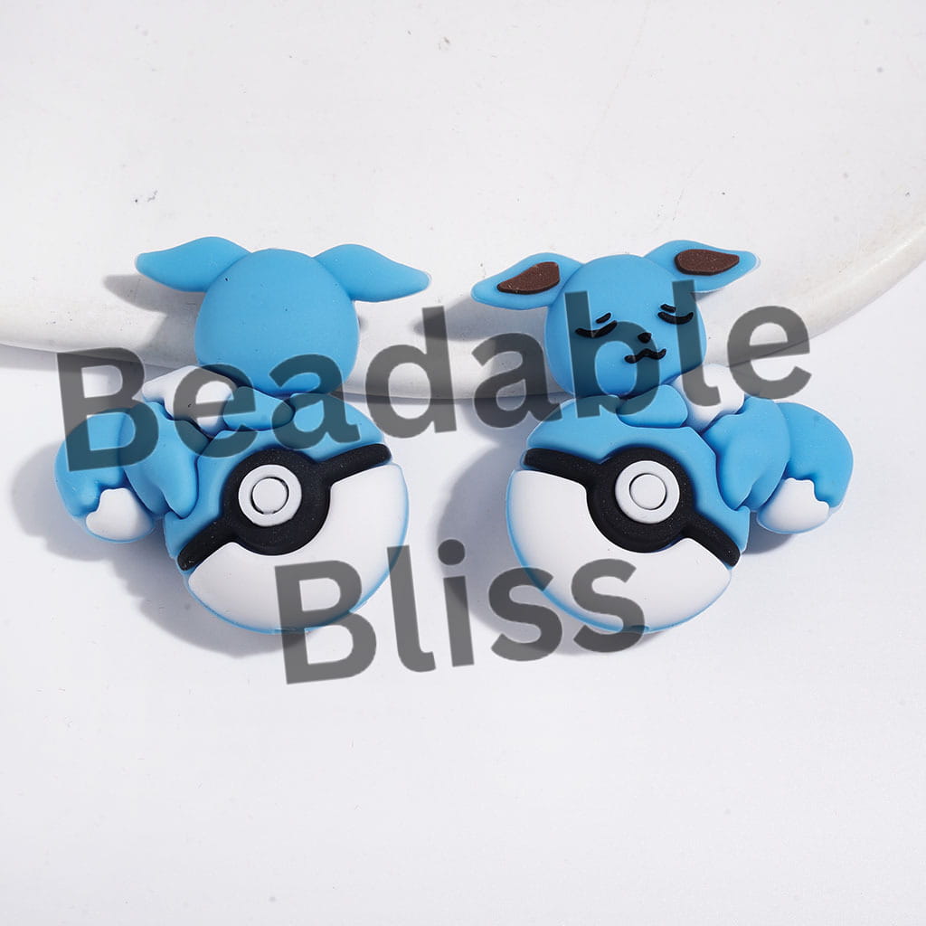3D Small Elf Character Lying on Magic Ball Silicone Focal Beads, 31*33MM Multi-Color