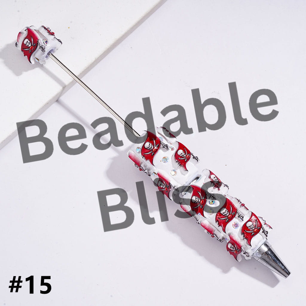 Beadable Clay Pens with American Baseball and Football Team Series and AB Rhinestones