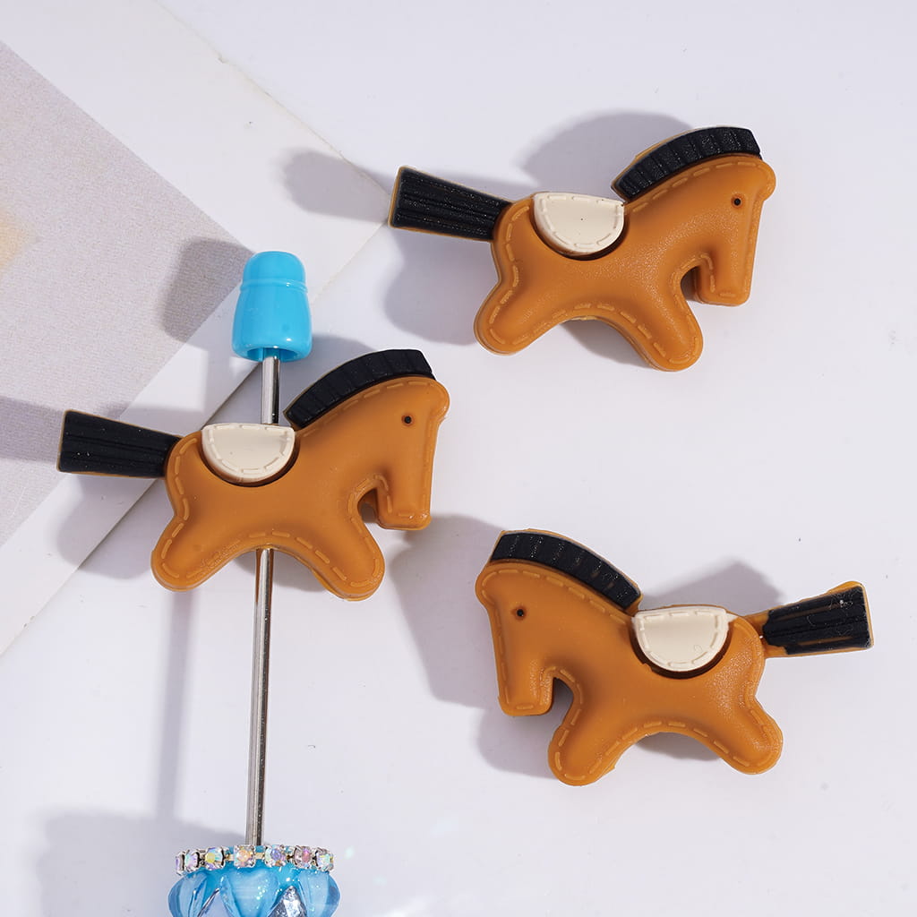 Silicone Focal Beads 3D 2026 Horse Series in Various Colors