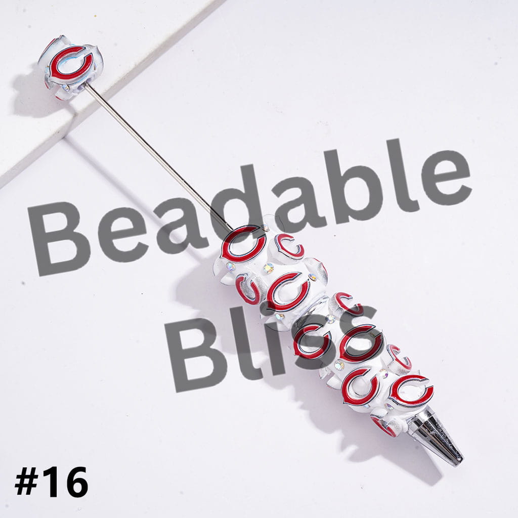 Beadable Clay Pens with American Baseball and Football Team Series and AB Rhinestones