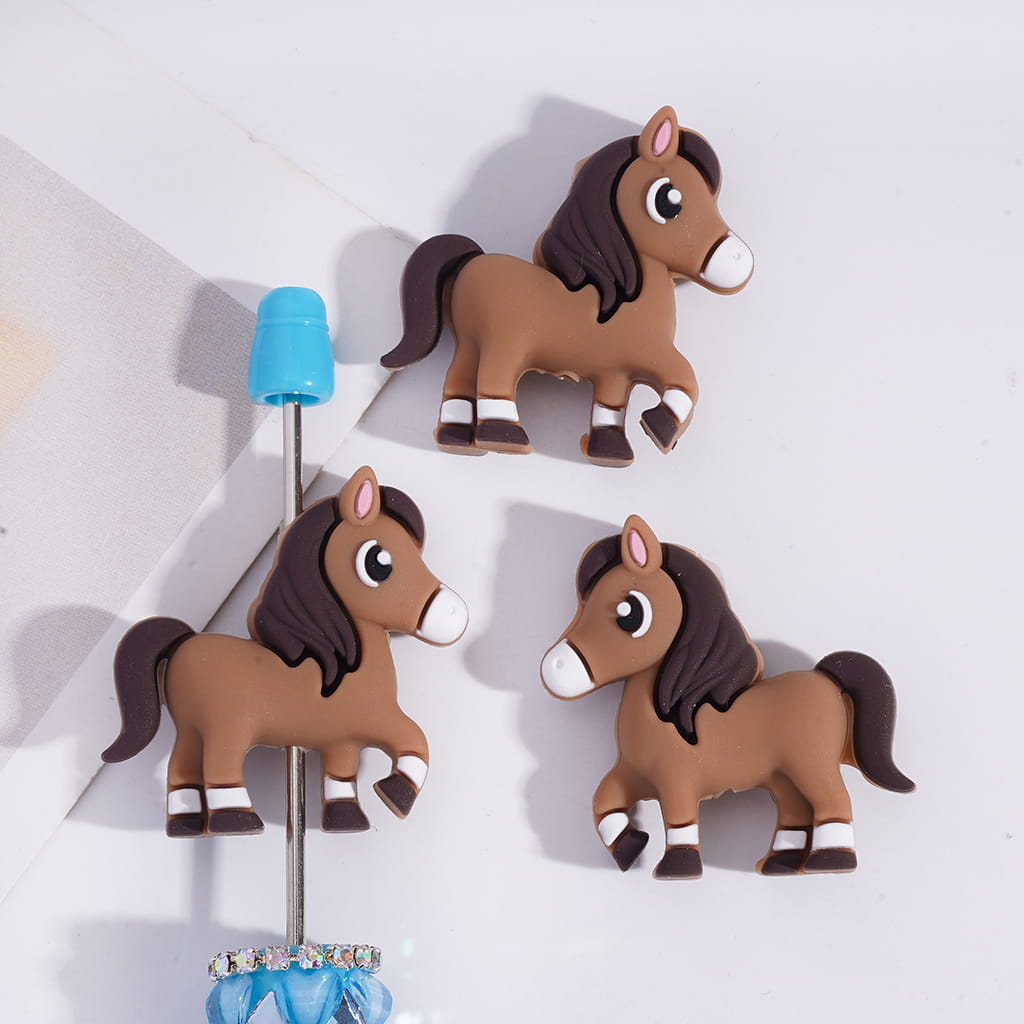 Silicone Focal Beads 3D 2026 Horse Series in Various Colors