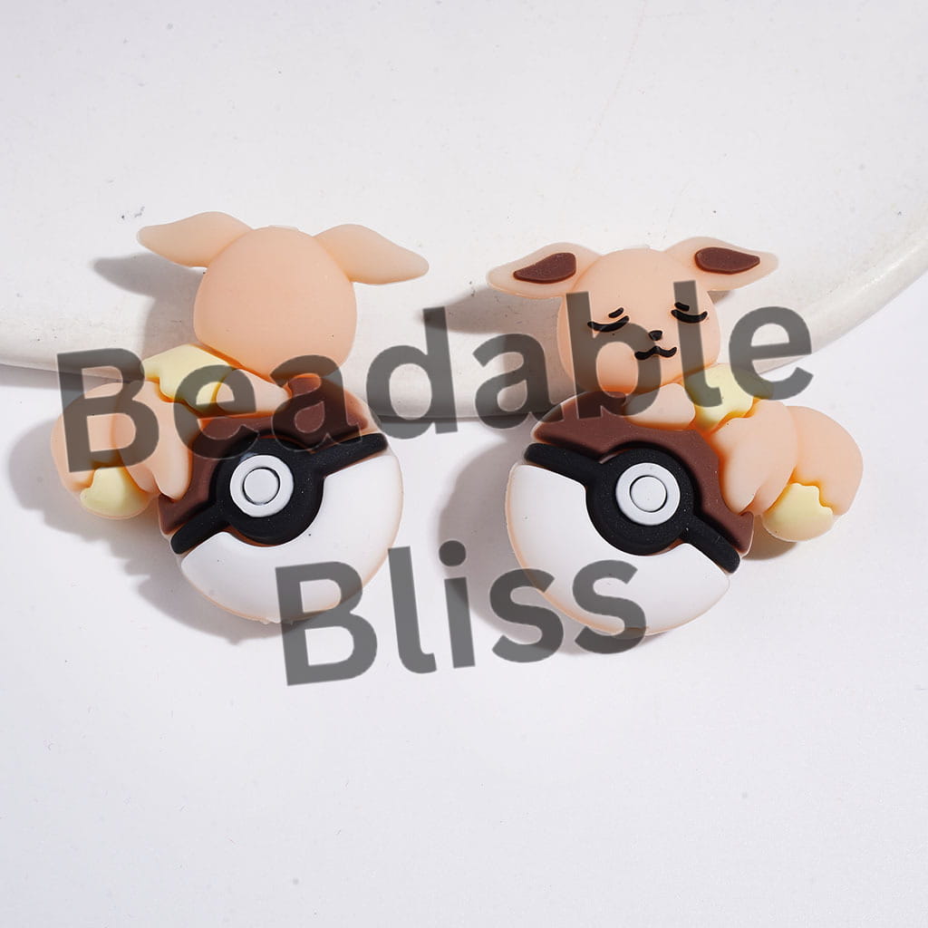 3D Small Elf Character Lying on Magic Ball Silicone Focal Beads, 31*33MM Multi-Color