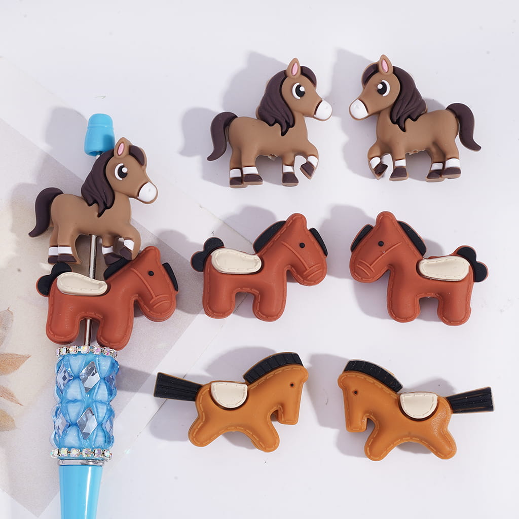 Silicone Focal Beads 3D 2026 Horse Series in Various Colors