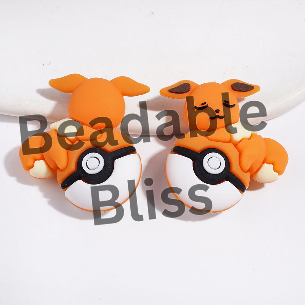 3D Small Elf Character Lying on Magic Ball Silicone Focal Beads, 31*33MM Multi-Color