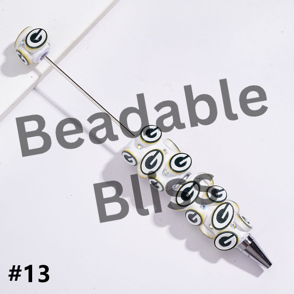 Beadable Clay Pens with American Baseball and Football Team Series and AB Rhinestones
