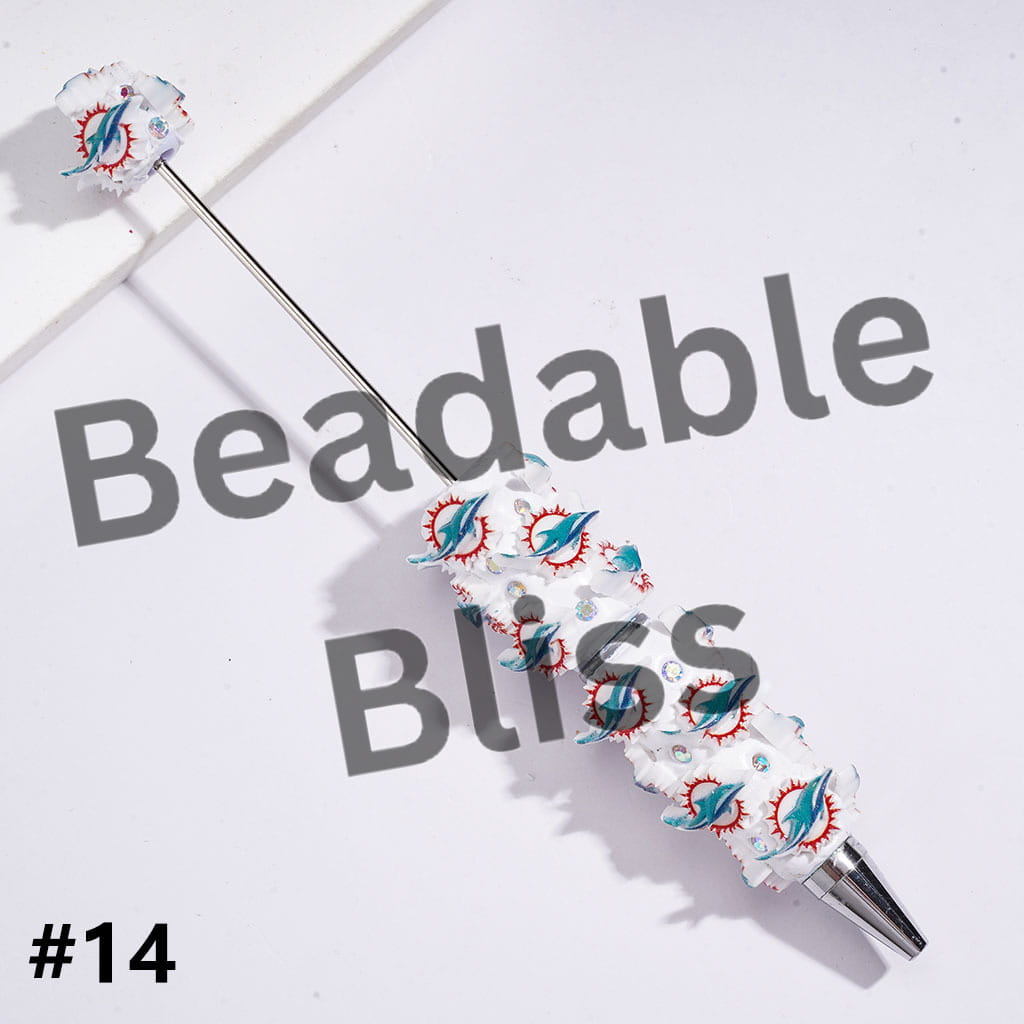 Beadable Clay Pens with American Baseball and Football Team Series and AB Rhinestones