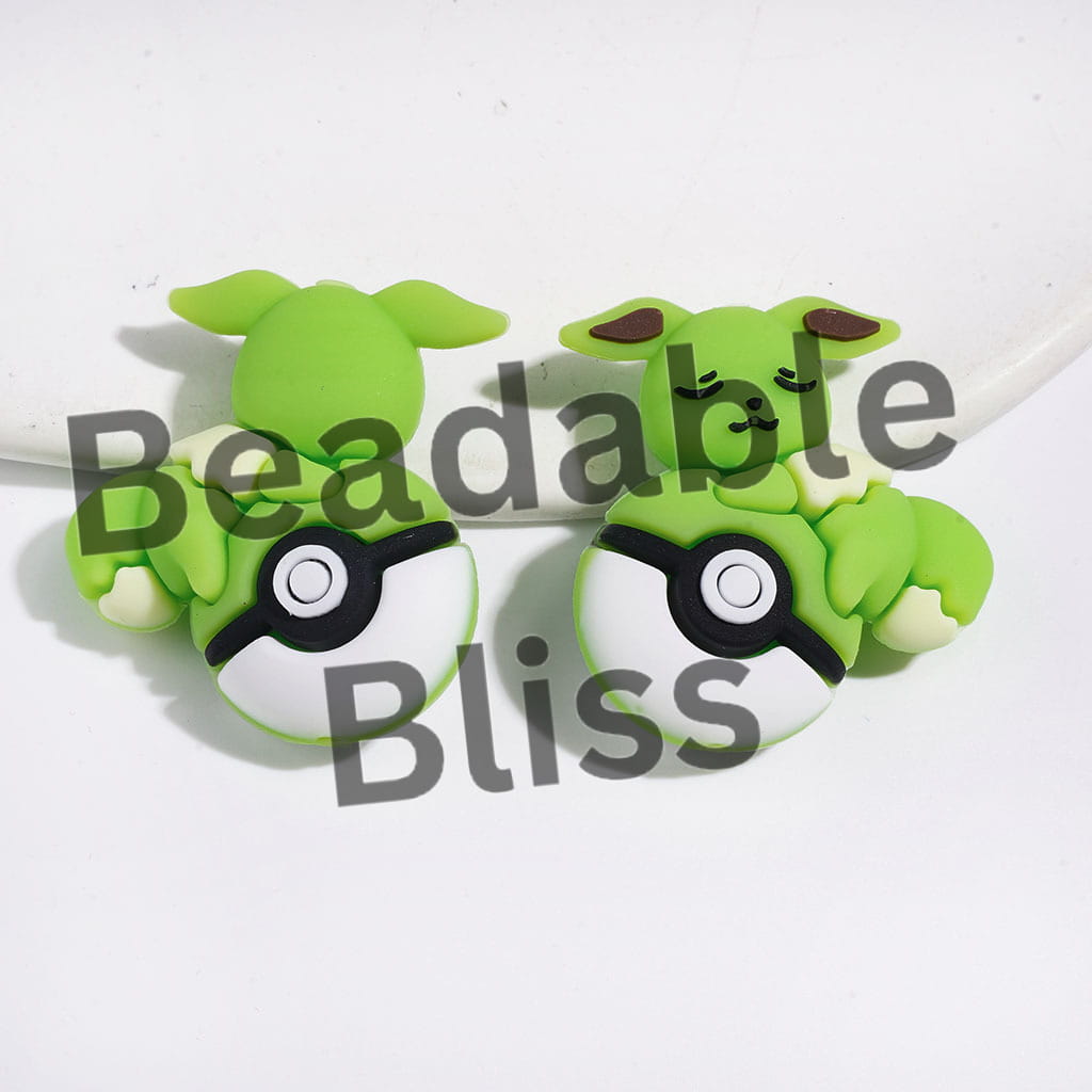 3D Small Elf Character Lying on Magic Ball Silicone Focal Beads, 31*33MM Multi-Color