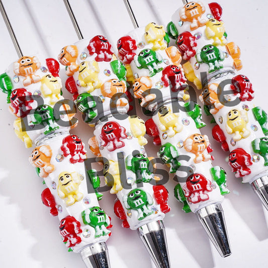 Beadable Clay Pens with Candy Chip and AB Rhinestones