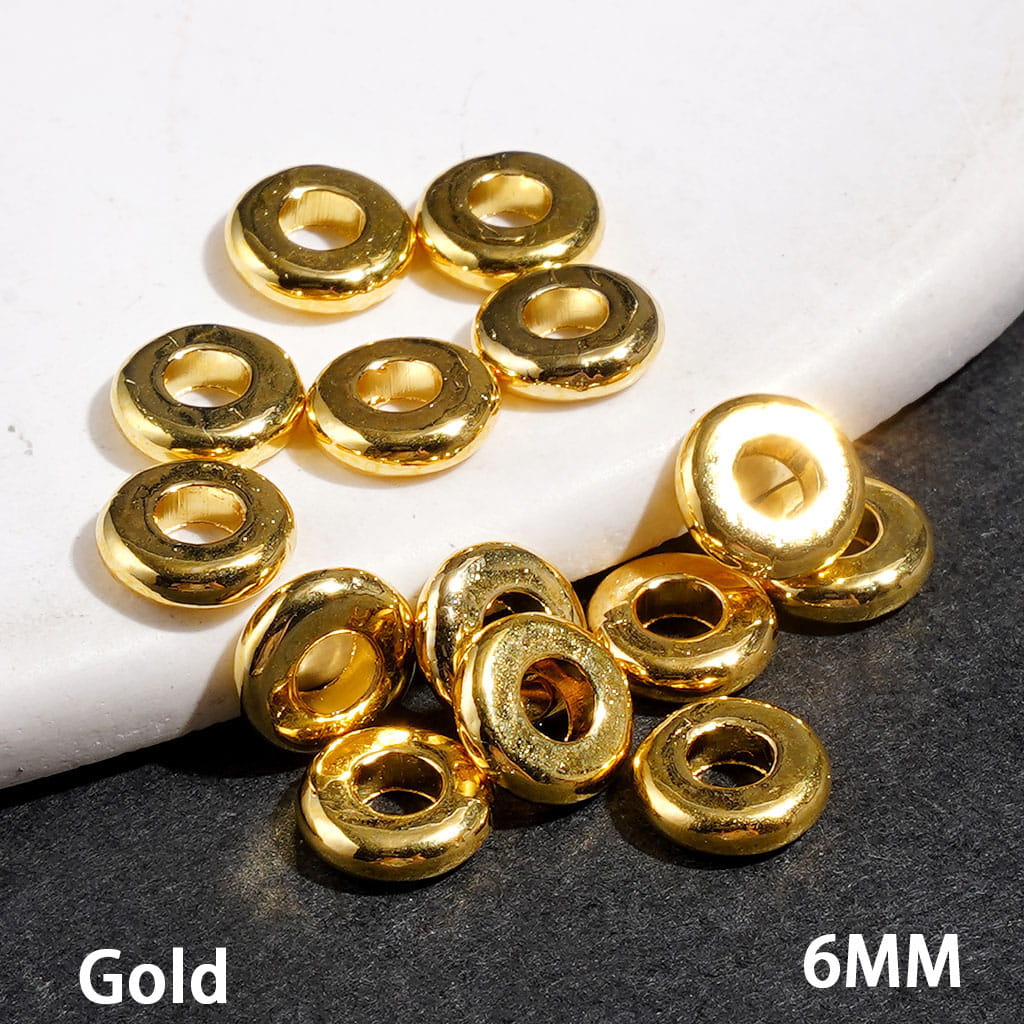 Metal Spacer Beads Circle Shaped, 6MM Silver and Gold