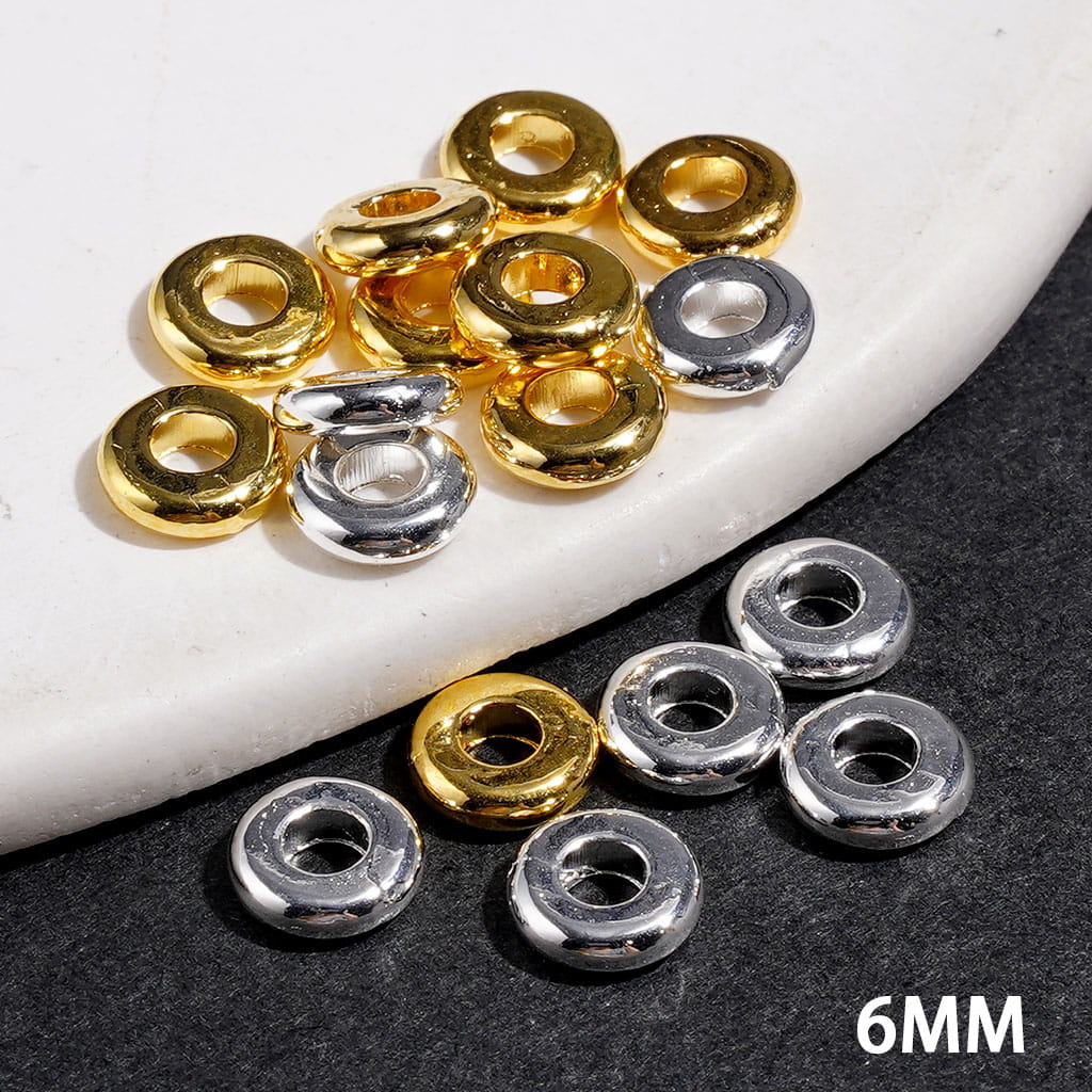 Metal Spacer Beads Circle Shaped, 6MM Silver and Gold