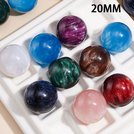 Acrylic Beads for Bracelets Cat Eye Style with Glitter, 20MM, Assorted Colors
