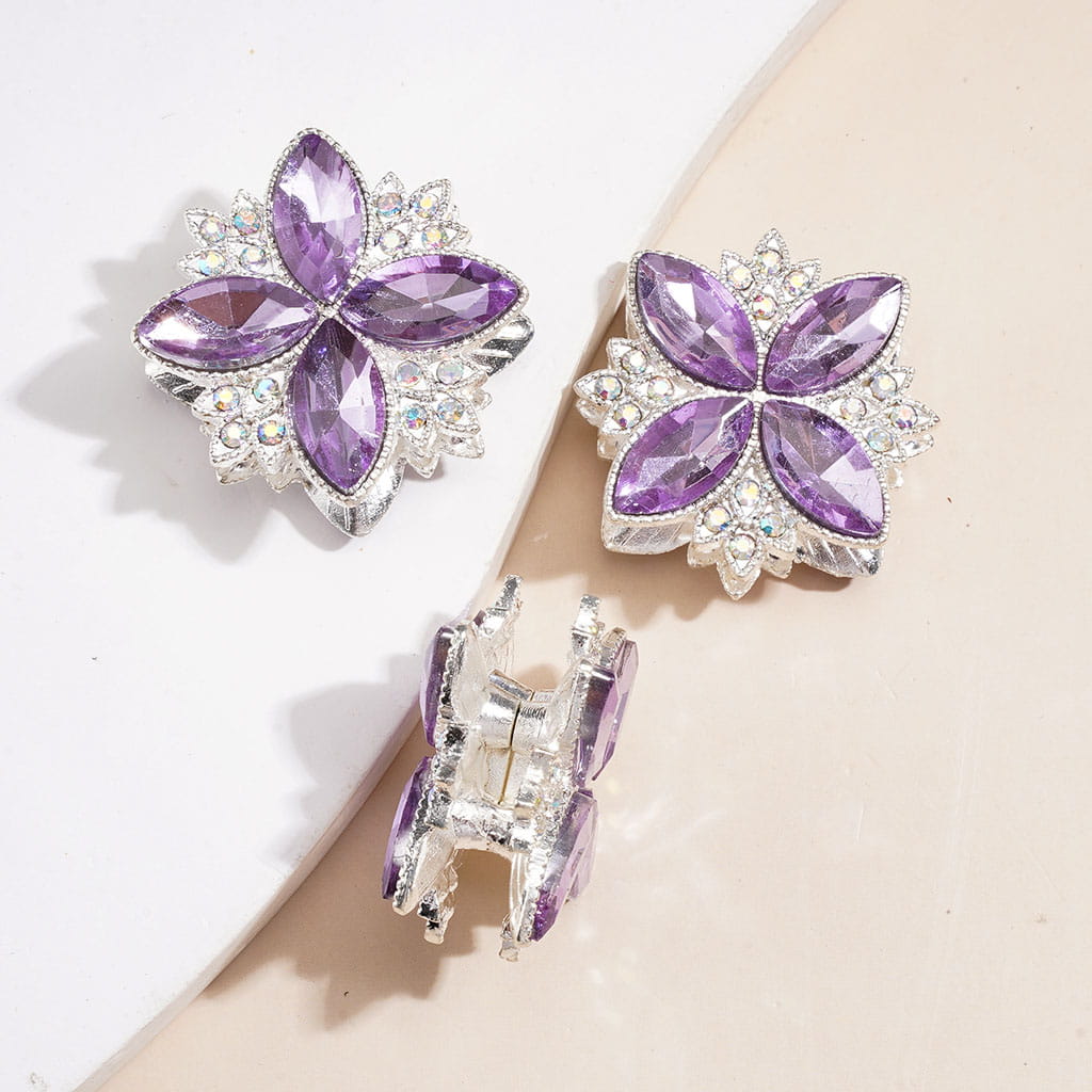 Silver Color Metal Beads With Bling Bling Four Leaf Clover with Colorful & AB Rhinestones, 26*26mm