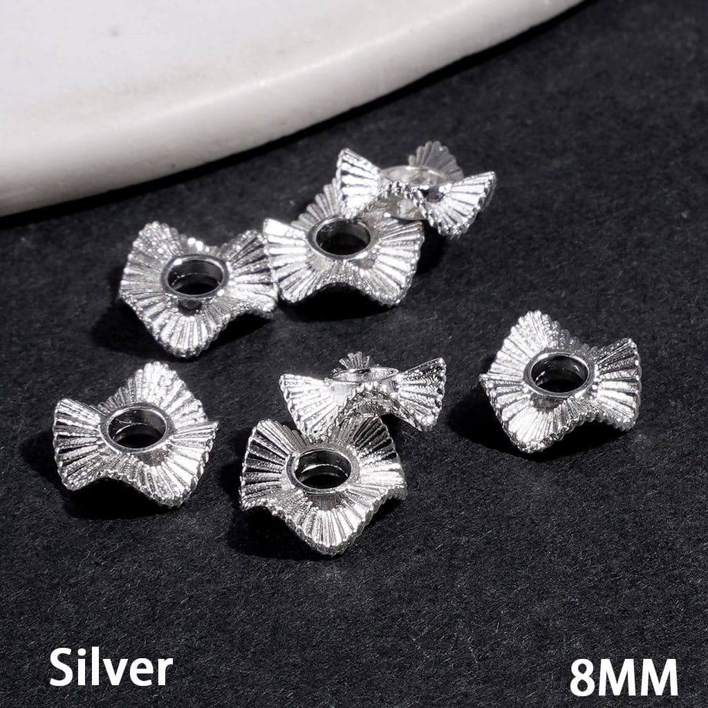 Tiny Wavy-Shaped Lotus Leaf Metal Spacer Beads with Stripes, 8MM, Multi-Color