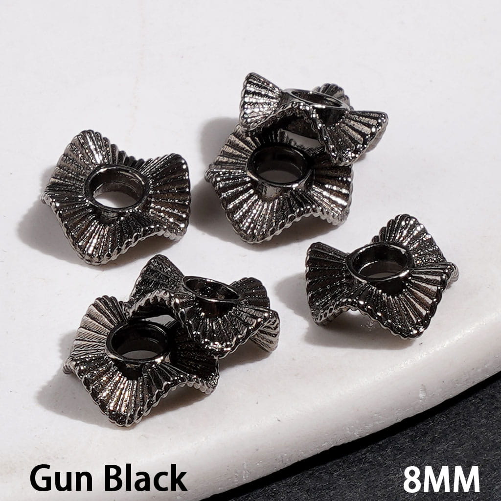 Tiny Wavy-Shaped Lotus Leaf Metal Spacer Beads with Stripes, 8MM, Multi-Color